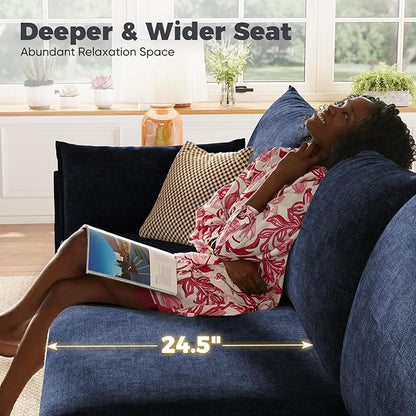 ABCASA 136.4" Oversized Modular Sectional Sleeper Sofa Bed, U Shaped Convertible Couch with Movable Ottoman, Large 8 Seat Corner Couches for Living Room Deep Seat Blue Chenille
