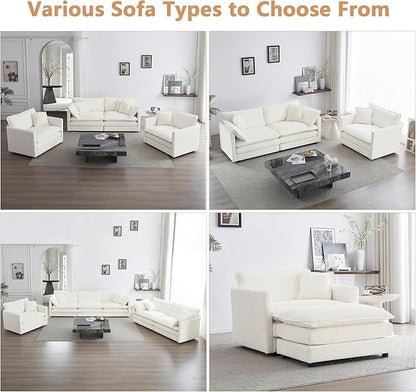 mikibama 41.4 Inch Single Seat Sofa, Chenille Comfy Deep Upholstered Couch Armchair with Toss Pillow for Living Room Bedroom Office Apartment, Beige