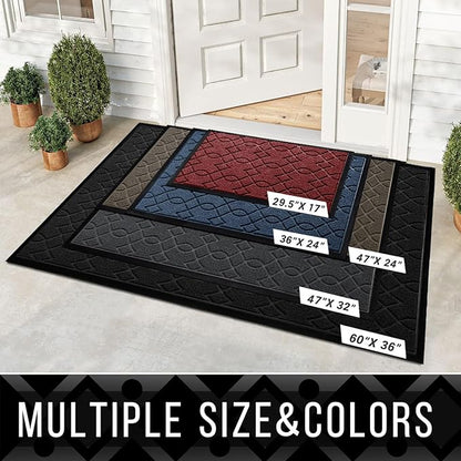 Yimobra Large Door Mat 47x24, All-Season Waterproof Doormat Outdoor Entrance, Heavy Duty Non-Slip Outside Door Mat for Garage Patio Proch Entryway Indoor, Easy Clean, Black