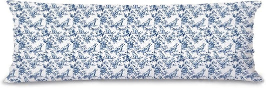 Chinoiserie Golden Retriever 20x54inch Body Pillows Decorations Covers,Blue and White Floral Golden Retriever Decorative Long Hug Pillow Cases for Bed Couch