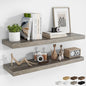 RICHFOCUS 40Inch Floating Shelves for Wall 2 Pack Shelves for Bedroom|Kitchen|Bathroom Wall Mounted Rustic Wood Floating Shelf with Invisible Brackets for Books|Storage|Decor, Grey