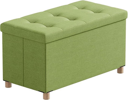 BRIAN & DANY 30 Inches Folding Storage Ottoman Bench, Ottoman with Storage Bench for Bedroom, Living Room, Entryway, Foot Rest with Legs, Bright Green
