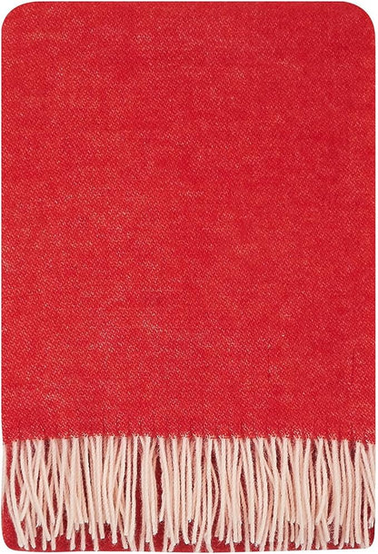 New Zealand Virgin Wool Throw Blanket, Indoor & Outdoor, Soft Blanket with Fringes, 55 x 79 in (140 x 200 cm)