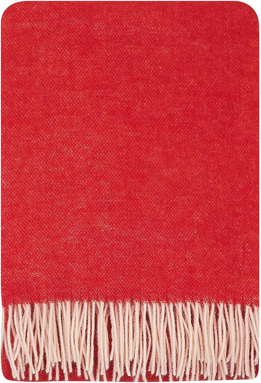 New Zealand Virgin Wool Throw Blanket, Indoor & Outdoor, Soft Blanket with Fringes, 55 x 79 in (140 x 200 cm)