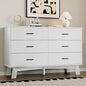 Dresser for Bedroom with 6-Drawer, 47.2" Modern Chest of Drawers with Metal Handles, X-Shape Base & Adjustable Center Leg, Anti-Tip Closet Organizers and Storage