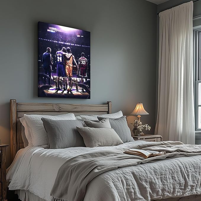 Kobe Bryant Legacy Canvas Wall Art Print Poster, Iconic Inspirational Sports Picture Artwork, Motivational Mamba Mentality Painting Wall Decor for Office Gym Home Living Room Bedroom, Framed 20x24inch