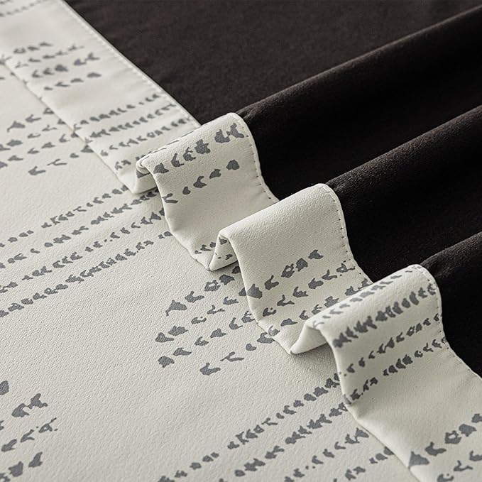 100% Boho Blackout Curtains 90 Inches Long for Bedroom, Grey on Beige Patterned Bohemian Curtains for Living Room, Geometric Striped Thermal Insulated Window Drapes Gromment Top 2 Panels