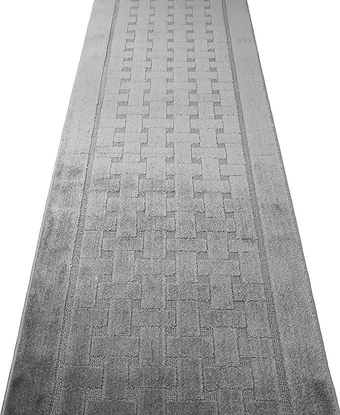 Non Slip Washable Carpet Runner Rug with Rubber Backing, Custom Floor Mat for Kitchen Hallway Stairs Bedroom Bathroom Entry, Grey, Your Choice of Length, 26 Inch X 7 feet