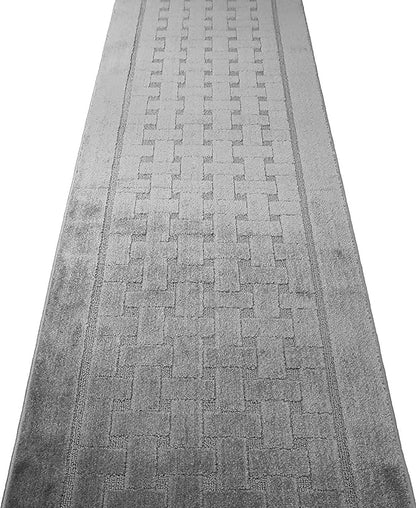 15 Ft Long, Grey, Non-Slip Washable Carpet Runner Rug with Rubber Backing, Custom Floor Mat for Kitchen Hallway Stairs Bedroom Bathroom Entryway, Your Choice of Length (26" X 15')