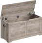 VASAGLE Storage Chest, Storage Bench with 2 Safety Hinges, Farmhouse Style, 15.7 x 39.4 x 18.1 Inches, for Entryway, Bedroom, Living Room, Heather Greige ULSB061K02
