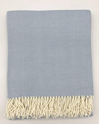 Alashan Cotton Acrylic Adirondack Herringbone Woven Throw - Throw Blanket - Soft Hydrangea