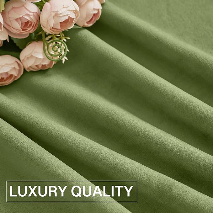 StangH Velvet Drapes Grass Green - Heavy Velvet Blackout Curtain Panels Rod Pocket Winter Warm Curtains Christmas Decorative Draperies for Bedroom/Sliding Door, 52 x 96 inches Long, 2 Panels