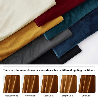 RYB HOME Plush Velvet Curtains 96 inches, Heavy Duty Back Tab Decorative Window Drapes Privacy Room Darkening Covering for Living Room Playroom, Golden Oak, W52 x L96 inches, 2 Panels