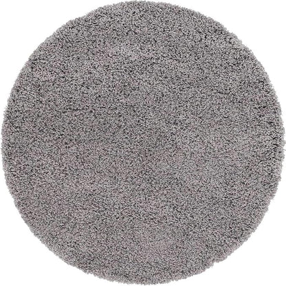 Unique Loom Solid Shag Collection Area Rug (4' 1" Round, Cloud Gray)