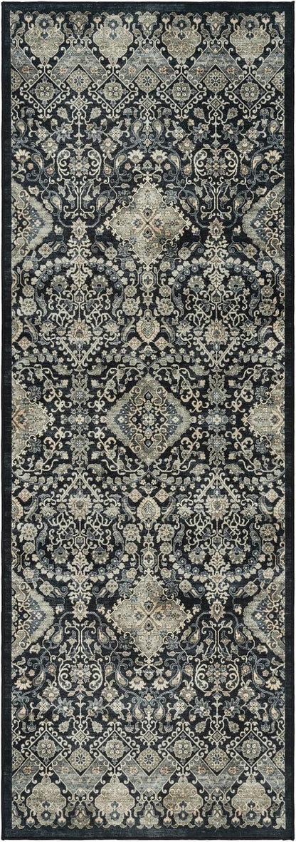 Gertmenian Indoor Boho Rug - 2x6 Runner, Non Slip, Super Strong, Ideal for High Traffic Areas in Entryway, Bedroom, Kitchen - Tanis, Anthrocite, 28527