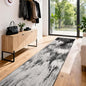 3x8 Hallway Washable Runner Rug: Extra Long Kitchen Runner Non Slip Abstract Rugs Printed Faux Wool Low Pile Soft Indoor Floor Carpet for Bedroon Dining Living Room Bathroom Black White 3x8