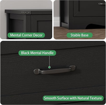 Dresser for Bedroom with 9 Drawers, 63" Wide Wood Chest of Drawers with Deep Drawers & Mental Handle, Modern Dresser TV Stand, Wooden Closet Storage Organizer for Living Room, Hallway, Entryway, Black