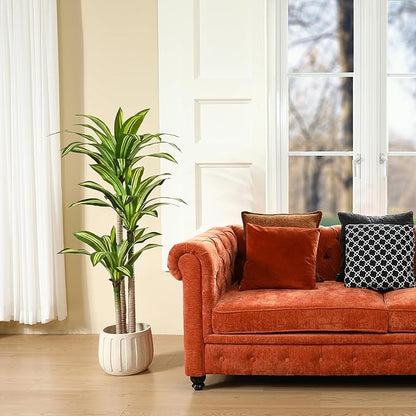 Artificial Plants, 5 Ft Dracaena Tree Faux Plants Indoor Outdoor Decor Fake Tree with Woven Seagrass Basket Plants for Home Decor Office Living Room Porch Patio Housewarming