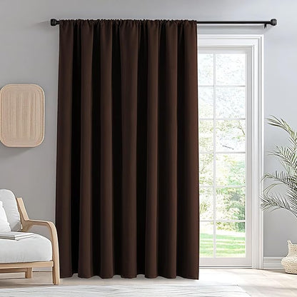 Blackout Curtains for Bedroom 1 Panel, Custom Curtains Thermal Insulated Chocolate, Rod Pocket Room Darkening Drapes for Living Room Windows Luxury Decor(Custom Size,Chocolate)