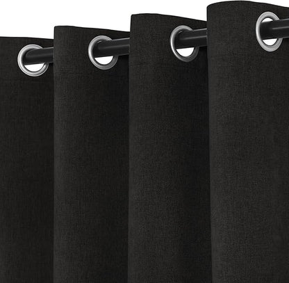 Macochico 120" Wx84 L 100% Blackout Chenille Curtains for Sliding Door Living Room Bedroom, Luxury Drapery for Home Theater, Charcoal Grey Thermal Window Treatments with Tieback, Grommet, 1 Panel