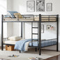 Queen Over Queen Bunk Bed for Adults & Teens, Heavy Duty Metal Bunk Bed with EVA Anti-Slip Ladder & Full-Length Guardrails, Noise-Free Queen Bunk Bed Frame with Under-Bed Storage, Black
