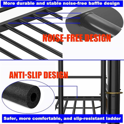Upgraded Version Thickened Metal Heavy-Duty Twin XL Over Twin XL Bunk Bed, Best Convertible Industrial Twin XL Bunk Bed Frame with Ladder for Adults, Easy Assembly (Twin XL Over Twin XL)