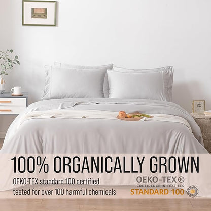Bella Coterie 7 Piece Luxury Bamboo Viscose Split King Size Sheet Set | 2 Fitted Sheets for Adjustable Beds | 100% Organically Grown | Cooling for Hot Sleepers | 4 Pillowcases [Grey Mist]