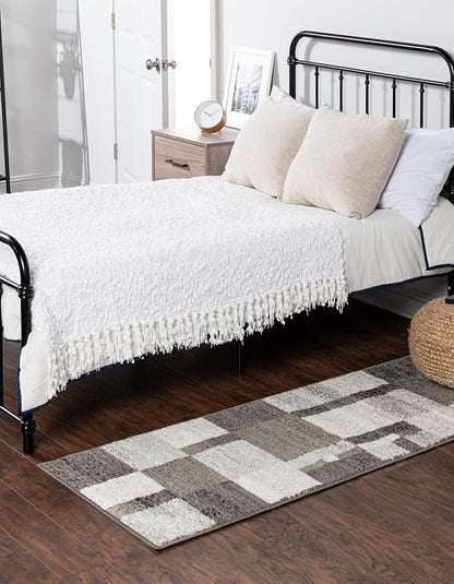 Unique Loom Autumn Collection Area Rug - Providence (2' 7" x 12' Runner, Gray/ Ivory)