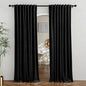 RYB HOME Velvet Room Divider Curtains for Space Separation, Blackout Noise Reduce Barrier for Nursery, Large Window Curtains for Sliding Glass Door, Black, W 62 x L 84, 2 Panels Set