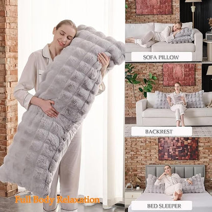 Full Body Pillow 20x54 Inch,Memory Foam Pregnancy Pillow for Side Sleepers,Orthopedic Back Support Maternity Pillow for Women (with Removable Cover)-Grey