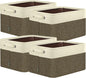 BALEINE 4 Pack Fabric Storage Bins for Shelves, Linen Storage Baskets for Organizing, Decorative Closet Bins for Clothes, Home (Brown, 15"x11"x9.5")