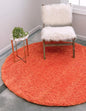 Unique Loom Solid Shag Collection Area Rug (4' 1" Round, Tiger Orange)