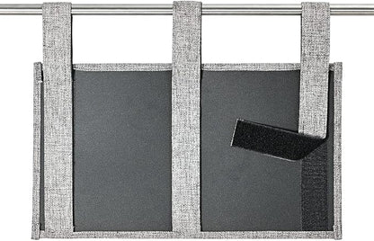 Linen Bedside Caddy, Bedside Storage Organizer for Hospital Beds, College Dorm Rooms or Baby Bed (5 Pockets-Grey)