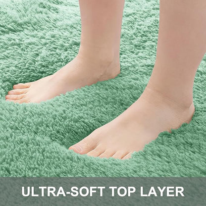 OLANLY 2x3 Machine Washable Small Bedside Rug, Soft Fluffy Shaggy Entryway Throw Rugs for Bedroom, Living Room, Indoor Floor Carpet for Kids Girls Boy, Nursery Rooms, Home Decor Aesthetic, Mint Green