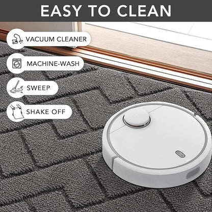 hicorfe Indoor Door Mat,Non Slip Door Mats,32"x48" Front Back Door Mat Rubber Backing,Absorbent Resist Dirt Entrance Inside Floor Mats for Entryway Washable Low-Profile(Grey)
