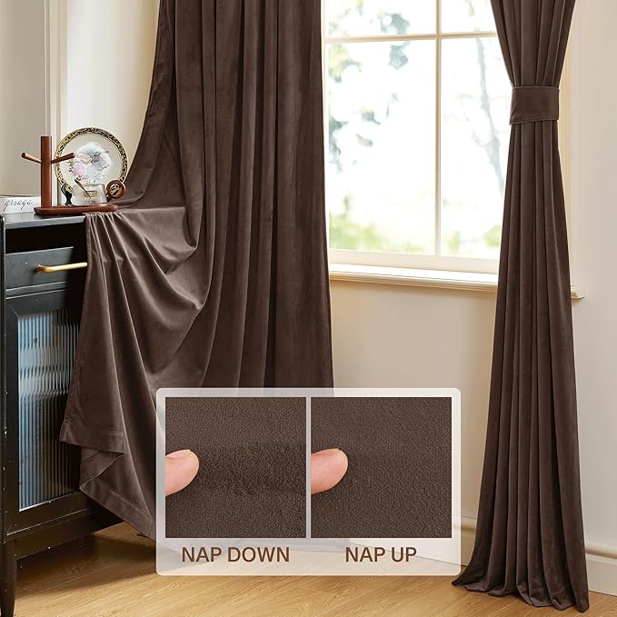 StangH Reddish Brown Curtains 84 inch Long for Bedroom, Soft Velvet Window Treatment Room Darkening Thick Decorative Drapes for Living Dining Room, W52 x L84, 2 Panels