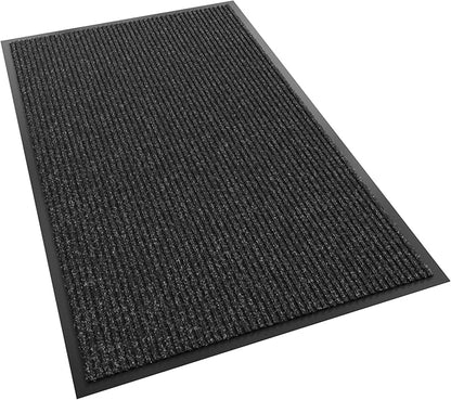 Front Door Mat, 60" x 36" Heavy Duty Indoor Outdoor Doormat, Non-Slip Welcome Mats for Entryway, Rubber Backing Low Profile Commercial Door Mats, Black Stripe