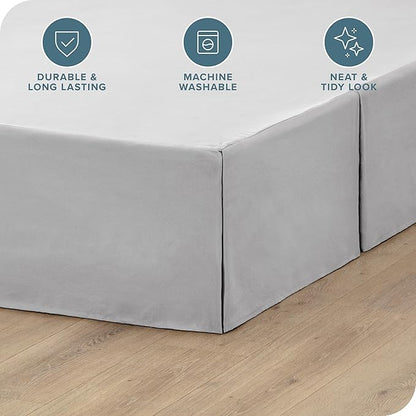 Bare Home King Bed Skirt - 15-Inch Tailored Drop Easy Fit - Bed Skirt for Beds - Center & Corner Pleats (King, Light Grey)