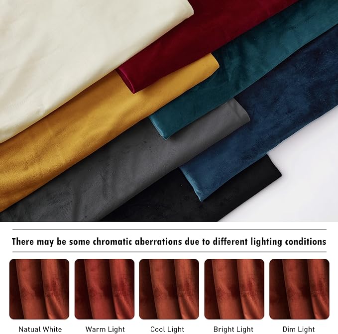 RYB Home Rust Red Velvet Curtains 96 inches Long, Thermal Insulated Panel for Bedroom Room Darkening Window Treatment for Holiday Backdrop Privacy Drapes for Guest Room, W52 x L96, 2 Panels