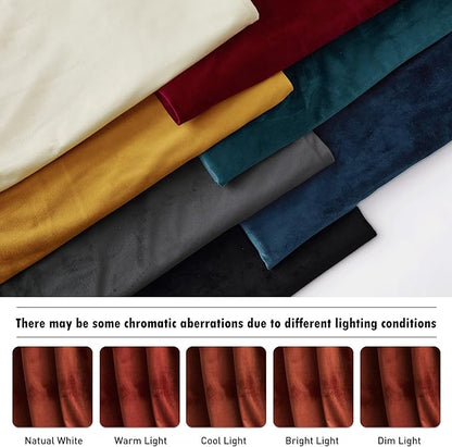 RYB Home Rust Red Velvet Curtains 96 inches Long, Thermal Insulated Panel for Bedroom Room Darkening Window Treatment for Holiday Backdrop Privacy Drapes for Guest Room, W52 x L96, 2 Panels