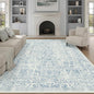 Blue Area Rug 9x12 Machine Washable Large Vintage Living Room Distressed Non Slip Carpet Traditional Indoor Bedroom Retro Floral Accent Throw Rug for Office Kitchen Dining Room