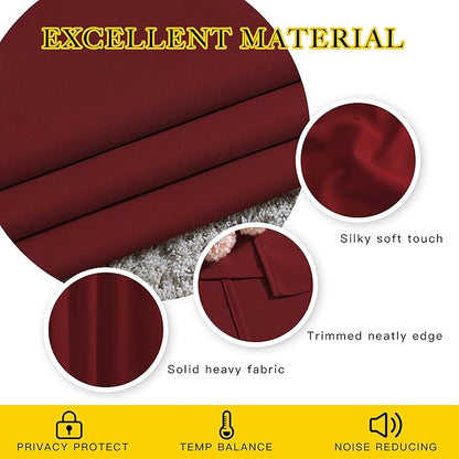 NICETOWN Blackout Draperies Curtain Panels - Thermal Insulated Solid Grommet Blackout Curtains/Panels/Drapes for Christmas (Burgundy Red, 1 Pair, 52 by 54-Inch)