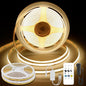 COB LED Strip Lights Warm White,24V Dimmable led Light Strip KIT with Remote and app Control,3000K 32.8FT/2 * 5m 8mm Wide Ra>90 Cuttable Flexible Strip Lights for Bedroom,Wardrobe,Cabinet