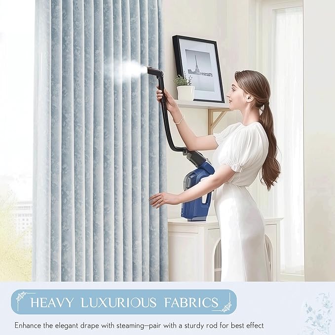 Beauoop Blue Floral Jacquard Blackout Curtains 90 Inches Long 2 Panels for Bedroom Living Room Chenille Flower Room Darkening Thermal Insulated Soundproof Grommet Window Treatments Drapes, 52x90