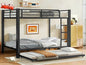 SIGONE Stronger & Safer Heavy Duty Full Over Full Bunk Bed with Twin Trundle for Adults Teens, Thickened More Stable Metal Bunkbed Frame (Greater Weight Capacity)