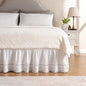 MIYE Wrap Around Ruffled Lace Bed Skirt, Elastic Dust Ruffle with Adjustable Belts, Easy to Put On, Bed Frame Cover, Machine Washable (Floral Lace/White, Full/Twin-18 Drop)