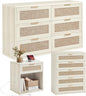 LEYAOYAO Rattan Dresser and Nightstand Set of 3, Boho Wood Dresser for Bedroom with 6 Drawers and Night Stand with Charging Station, Bedroom Furniture, Dressers & Chests of Drawers,Hallway,Living Room