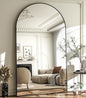 HARRITPURE 86x46 inch Full Length Mirror - Oversized Arched Mirror Aluminum Frame Full Body Floor Mirror with Stand for Living Room,Bedroom,Cloakroom,Black