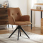 Art Leon Home Office Desk Chair - Faux Leather Upholstered Accent Armchair, Mid Century Swivel Chair with Black Oak Wood Legs for Small Space Living Room Bedroom, Brown