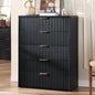 LEYAOYAO Fluted 5 Drawers Dresser Set of 2, 41" Tall Modern Chest of Drawers with Metal Handle, Curved Profile Dresser TV Stand, Wooden Drawer Organizer for Bedroom, Living Room, Hallway, Lightgrey